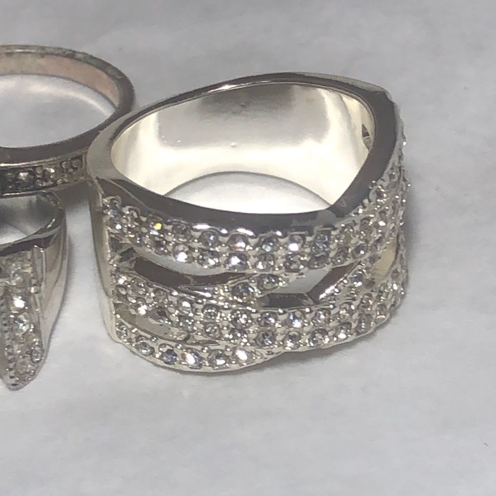 Clear Silver And Metallic Ring Bundle - image 2